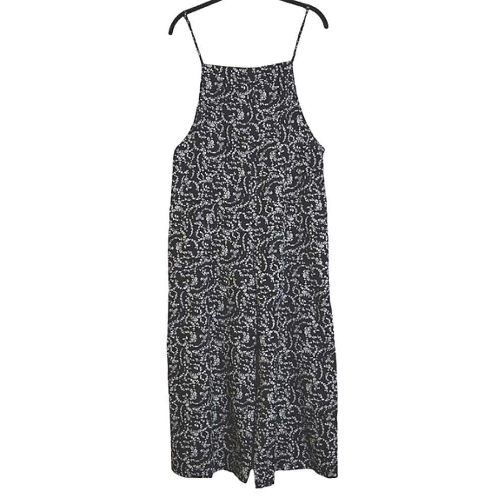 CALISTA Wide Leg Black and White Floral Jumpsuit Adjustable Strap Size Small